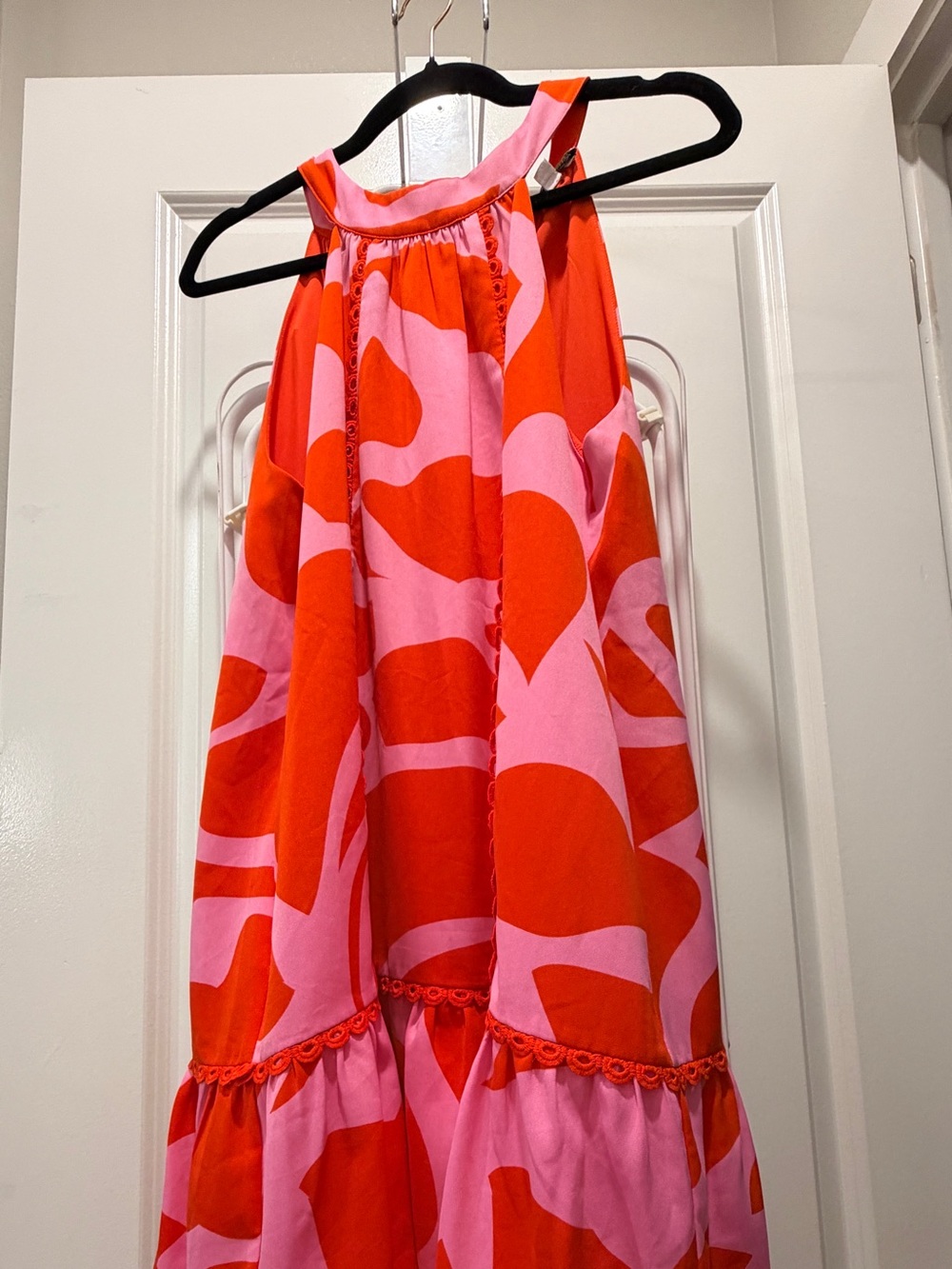 Joy Joy Pink and Red Floral Halter Maxi Dress